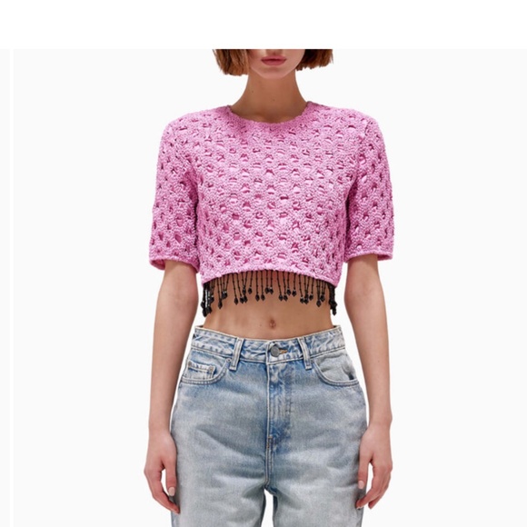 Ganni smocked satin tshirt 34 - Picture 1 of 10